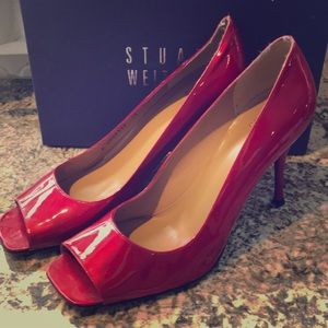 Stuart Weitzman patent leather red heels 12